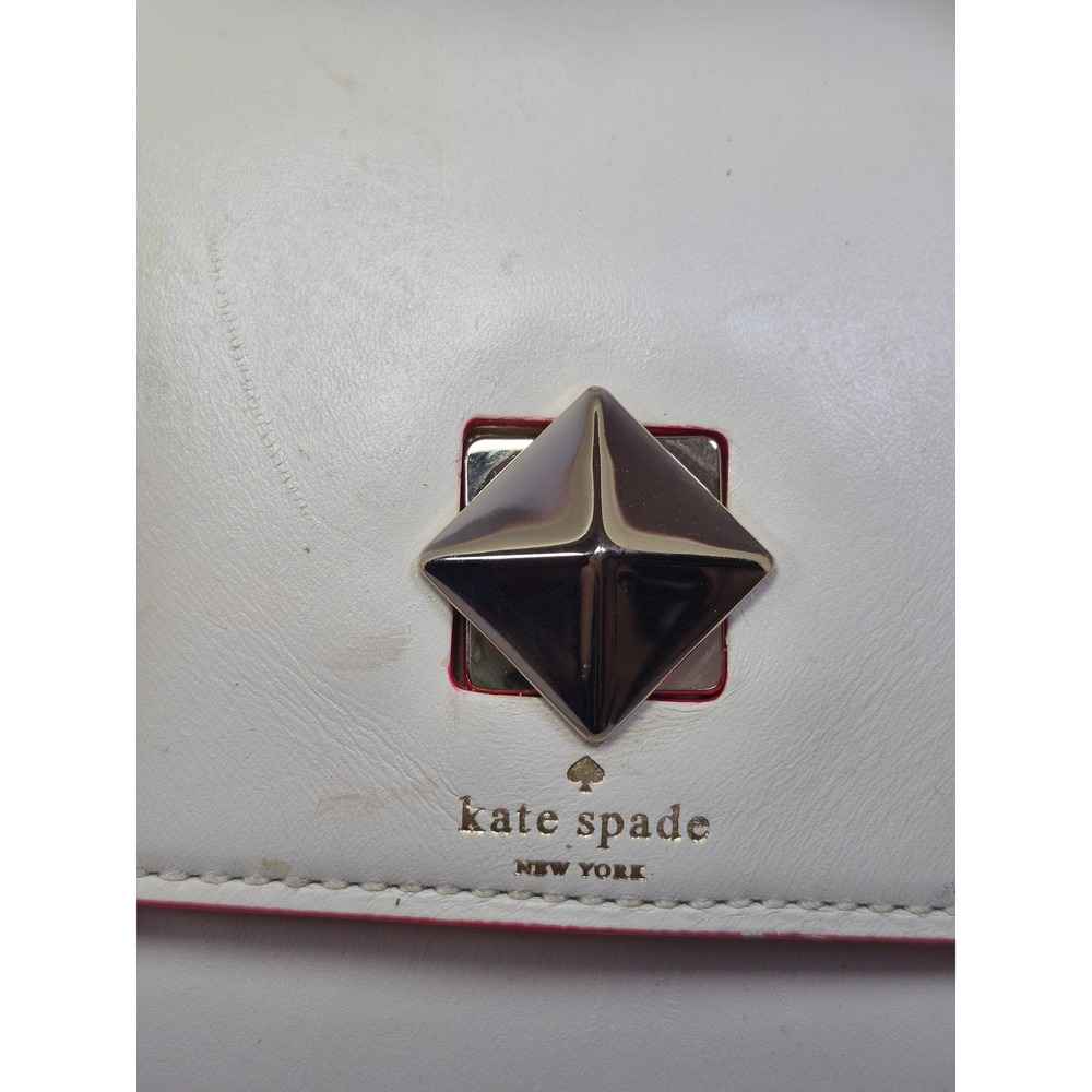 Kate Spade 2 Park Avenue Leather Flap Satchel Bag Pyramid Turnlock Purse READ - Picture 5 of 16